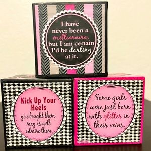 Set of 3 empowerment women blocks for decoration.